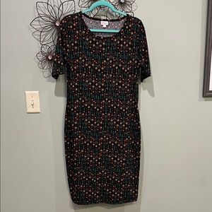 LuLaRoe Black and Red Patterned Midi Dress